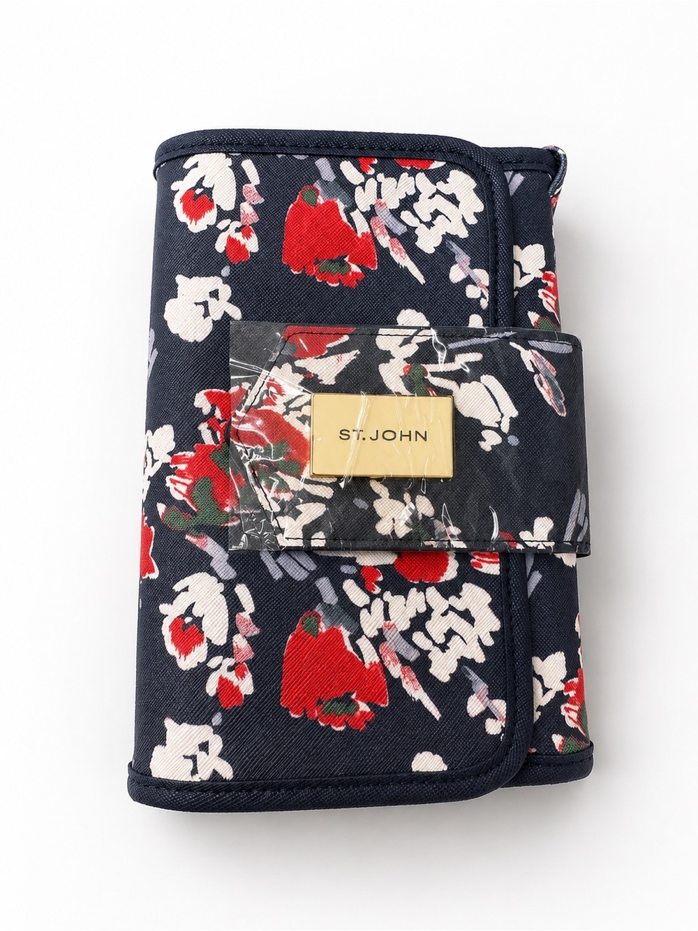 St. John Floral Navy cosmetic traveling bag